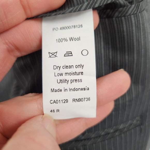 Calvin Klein Jacket Mens 46 Regular Gray Wool Slim Fit Blazer Suit Coat Career - Picture 12 of 15